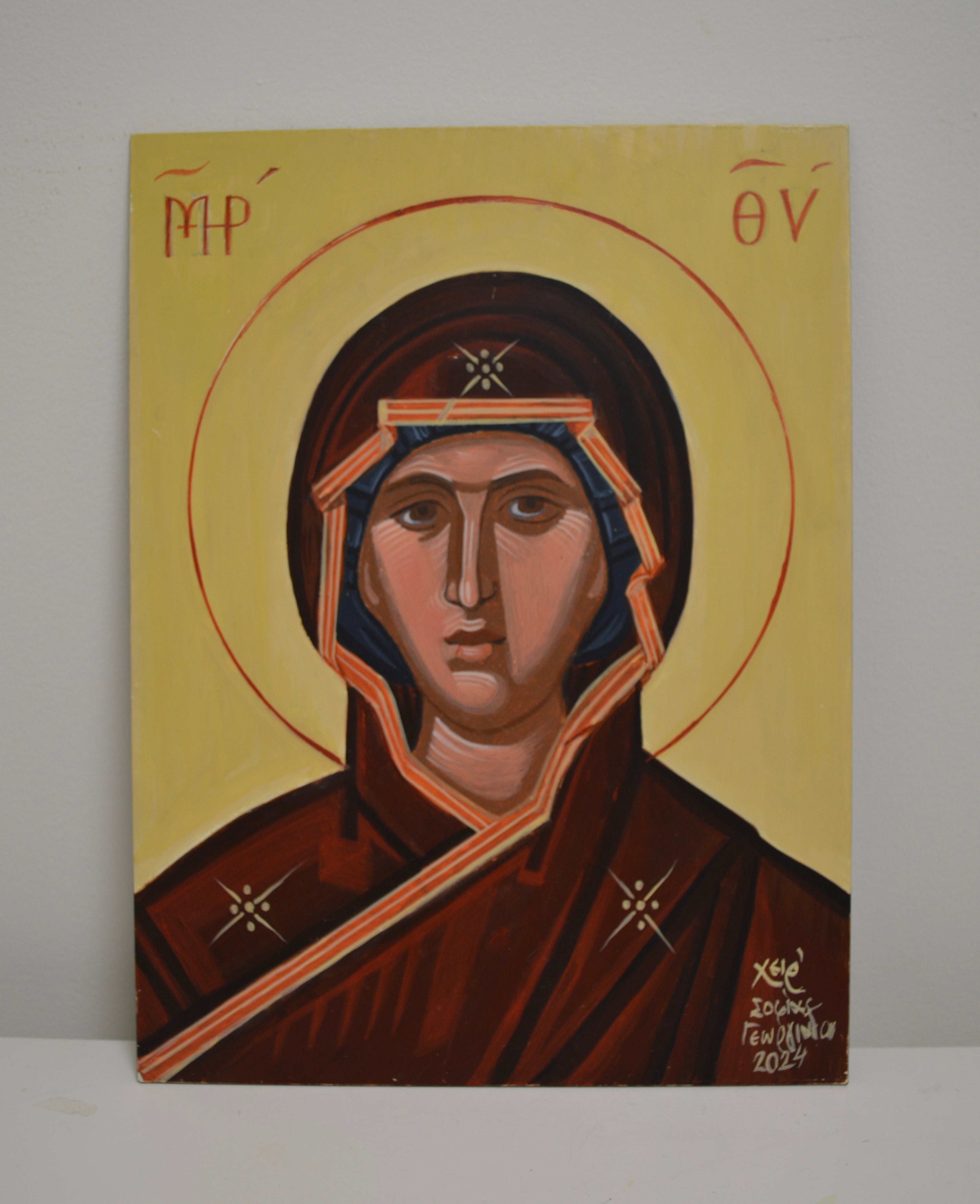 Original Virgin Mary Icon – 12 × 16 Inches